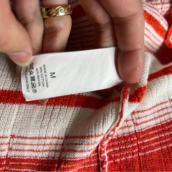 KATE SPADE NEW YORK Pleated M Striped Tank Dress Cotton Blend Red White A070823 - Picture 4 of 6